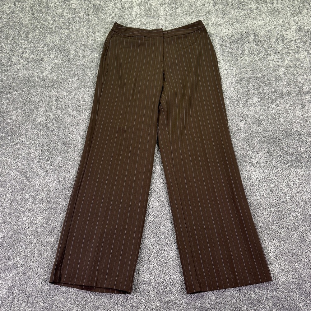 Cato Pants Womens 10 Brown Striped Twill Stretch Pull On Dress Work Casual
